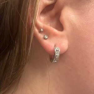 NEW Pretty Bird Jewelry White Gold Plated Huggies Earrings